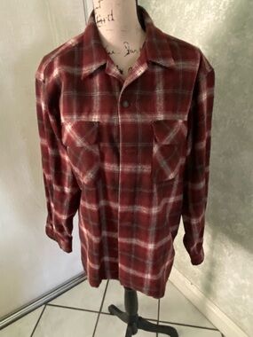 Pendleton Maroon Plaid Wool Shirt